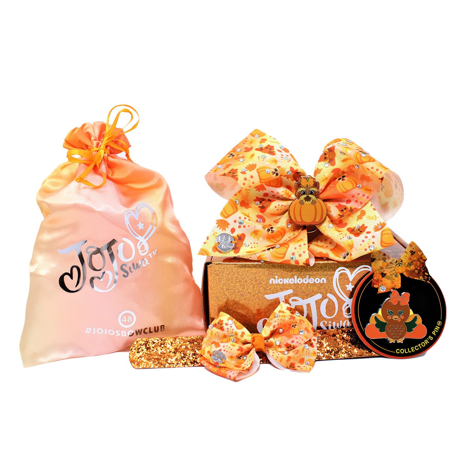 Signature Jojo Siwa Bows - Exclusive Bow Collection - Edition #48 - One Large Limited Edition Hair Bow \u0026 Collectors Pin + Accessories From JOJO SIWAS OFFICIAL BOW CLUB in a giftable box